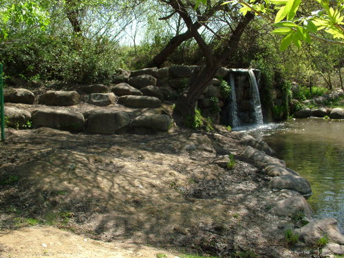 Wading pool and waterfall