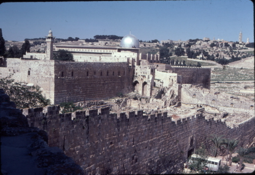 Southern wall of Old City and Temple Mount